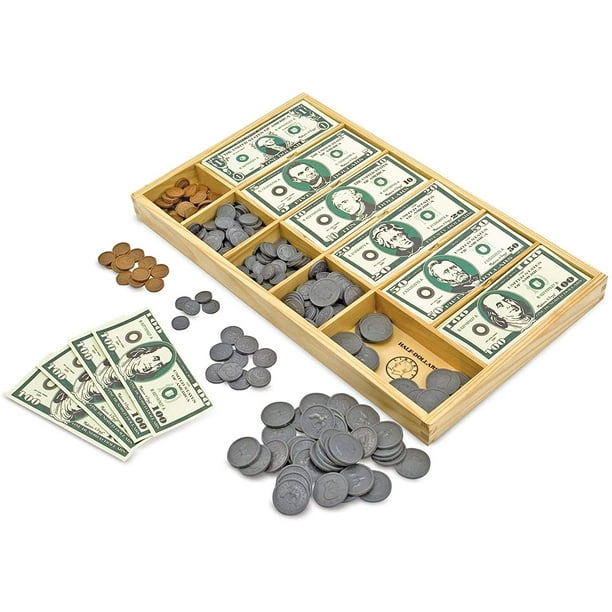 Juego de Dinero Ficticio Melissa & Doug MD385343 Caja Hecha de Madera Infantil Multicolor