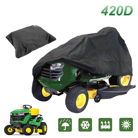 Kimwason Riding Lawn Mower Cover, 420D Heavy Duty Oxford Lawn Tractor Cover Waterproof UV Protection with Storage Bag, Fit up to 72"x54", Black