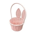 thumbnail image 2 of Lksixu Easter Bunny Baskets, Easter Decorations Woven Wicker Empty Egg Basket with Handle and Rabbit Ears, Portable Easter Eggs Storage Basket Small Rattan Picnic Basket for Easter Eggs Hunting, 2 of 6