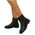 thumbnail image 6 of Aueoeo Womens Low Block Heel Glitter Ankle Boots sequin Low Heeled Fashion Boots Sparkly Glitter Block Heel Booties Black, 6 of 6