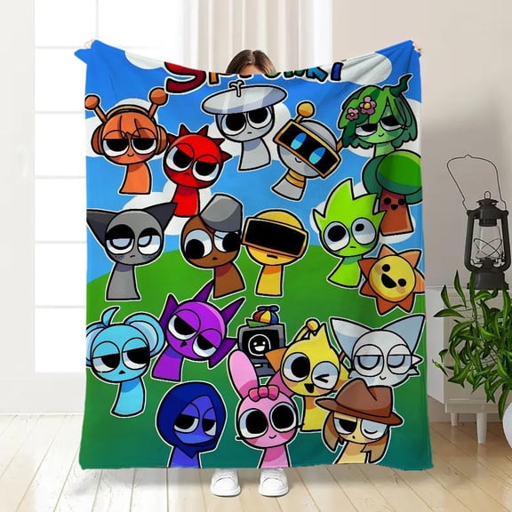 Cartoon Characters Pattern Blanket, Soft Warm Throw Blanket, Air-conditioned Room Blanket, Warm Nap Blanket for Home Office Travel, Fluffy Blanket