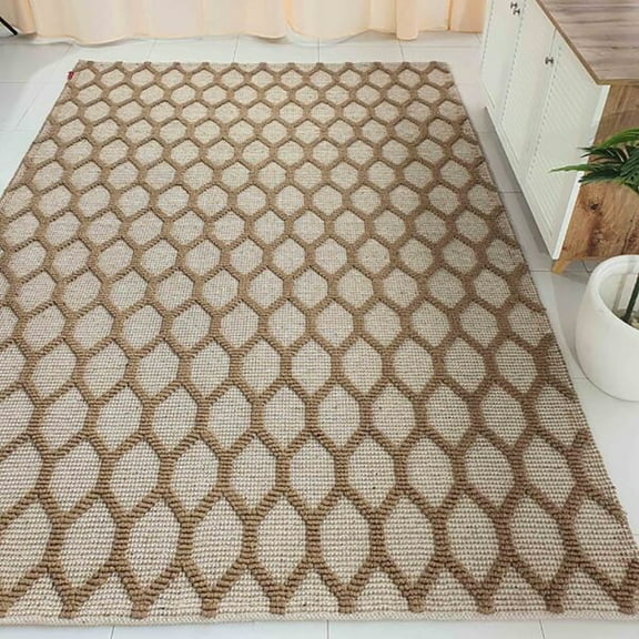 Ramsha Handmade Natural & Grey Color Home Decor Jute Woven Rug - SR 023