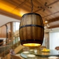 thumbnail image 3 of Vintage Wood Barrel Shade Pendant Light Retro Style Adjustable Chain Hanging Lights Creative Unique Ceiling Pendant Light Fixtures Rustic Lamp, 3 of 8