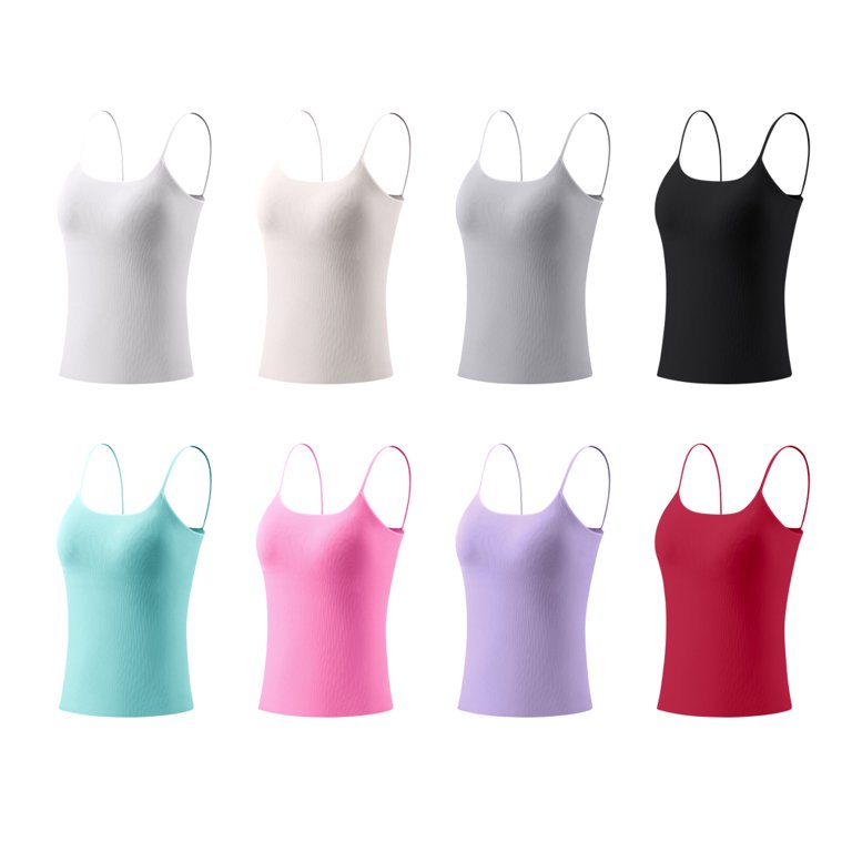 Women's Plus-Size Camisole Plus Size Tank Top with Built in Bra Adjustable  Strap Padded Tanks for Women 