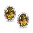 thumbnail image 2 of Gem Stone King 10K White Gold Mango Mystic Topaz and White Diamond Halo Stud Earrings for Women | 1.94 Cttw | Gemstone November Birthstone | Oval 7X5MM, 2 of 5