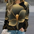 thumbnail image 2 of Abstract Flowers Womens Casual Crewneck Sweatshirt Long Sleeve Tops Cute Pullover Loose Fit, 2 of 7