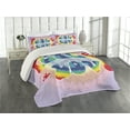 thumbnail image 2 of Ambesonne Hippie Quilted Coverlet 3 Pcs, Peace Love Tie Dye Effect, Queen Size, Multicolor, 2 of 4
