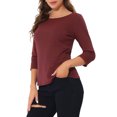 thumbnail image 5 of MODA NOVA Juniors Work Boat Neck 3/4 Sleeve Stretchy Knit Blouse, 5 of 7