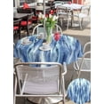 thumbnail image 5 of Outdoor Tablecloths with Umbrella Hole & Zipper, Navy Blue Vintage Round Tablecloth 54 Inch, Stripes Painting Retro Abstract Art Waterproof Table Cloth, Patio/Pool/Picnic Table Covers, 5 of 8