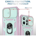 thumbnail image 3 of iPhone 13 Pro Max 5G Case with Slide Camera Cover Military Grade Heavy Duty Shockproof Three-Layer Case with 360° Ring Stand for iPhone 13 Pro Max 6.7"-Green/Pink, 3 of 16