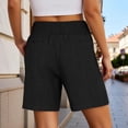 thumbnail image 4 of KHONTS Linen Shorts for Women Casual Summer High Waist Wide Leg Beach Vacation Shorts with Pockets Black M, 4 of 6
