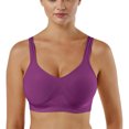 thumbnail image 2 of CFLVAEK Plus Size Womens Bras Comfort Wireless Push Up Bra Breathable Full Coverage Everyday Bralette Adjustable Strape Bralettes for Big Bust Purple XXXXL, 2 of 10
