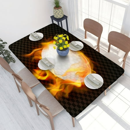 

Elastic Edge Fitted Tablecloth Burning Golf Fire Flying for Rectangle Table 4 FT 30 X 48 Inch