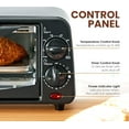 thumbnail image 4 of Small 2 Slice Toaster Oven with Wire Rack, Non-Stick Pan, 650W Even Heating, Timer & Temperature Control for Quick Meals, Black, 4 of 7
