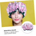 thumbnail image 4 of Gorros de ducha impermeables de doble capa, paquete de 2, de satén, reutilizables, para proteger el cabello largo de las mujeres., 4 of 5