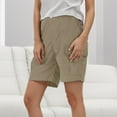thumbnail image 2 of Women's Shorts Summer Solid Color Pocket Casual High Waist Hot Bermuda Cargo Board Gym Khaki Bottoms Sizes L, 2 of 6