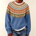 thumbnail image 2 of Fair Isle Sweater Soft Basic Nordic Sweaters Oversized Sweatshirts No Hood Old&nbsp;money&nbsp;sweater Pullover Loose Fit Long Sleeve Tops Christmas Cable&nbsp;knit Fall Fashion Outfits, 2 of 2