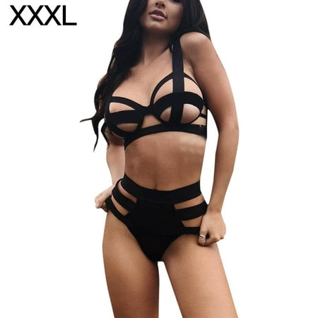 

Dido Women Sexy Hollow Bandage Underwear Set Bra Panty Bundled Erotic Lingerie 3XL