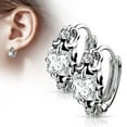 thumbnail image 2 of Victorian Style Cubic Zirconia Stainless Steel Leverback Huggie Earrings, 2 of 4