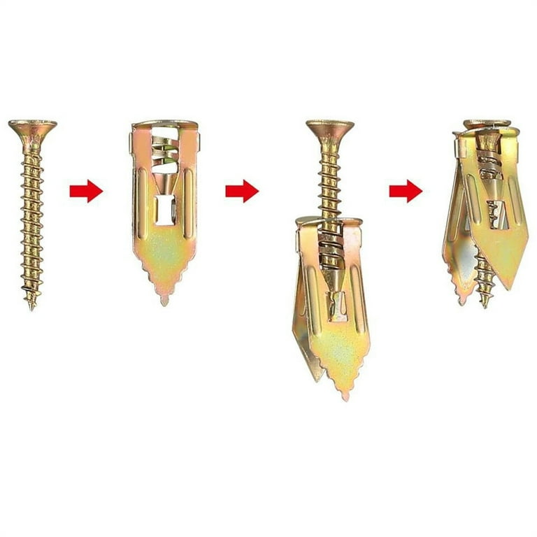 50 Pcs Self-Drilling Drywall Anchors Kit With Zinc Screws - No Pre-Drilling Required