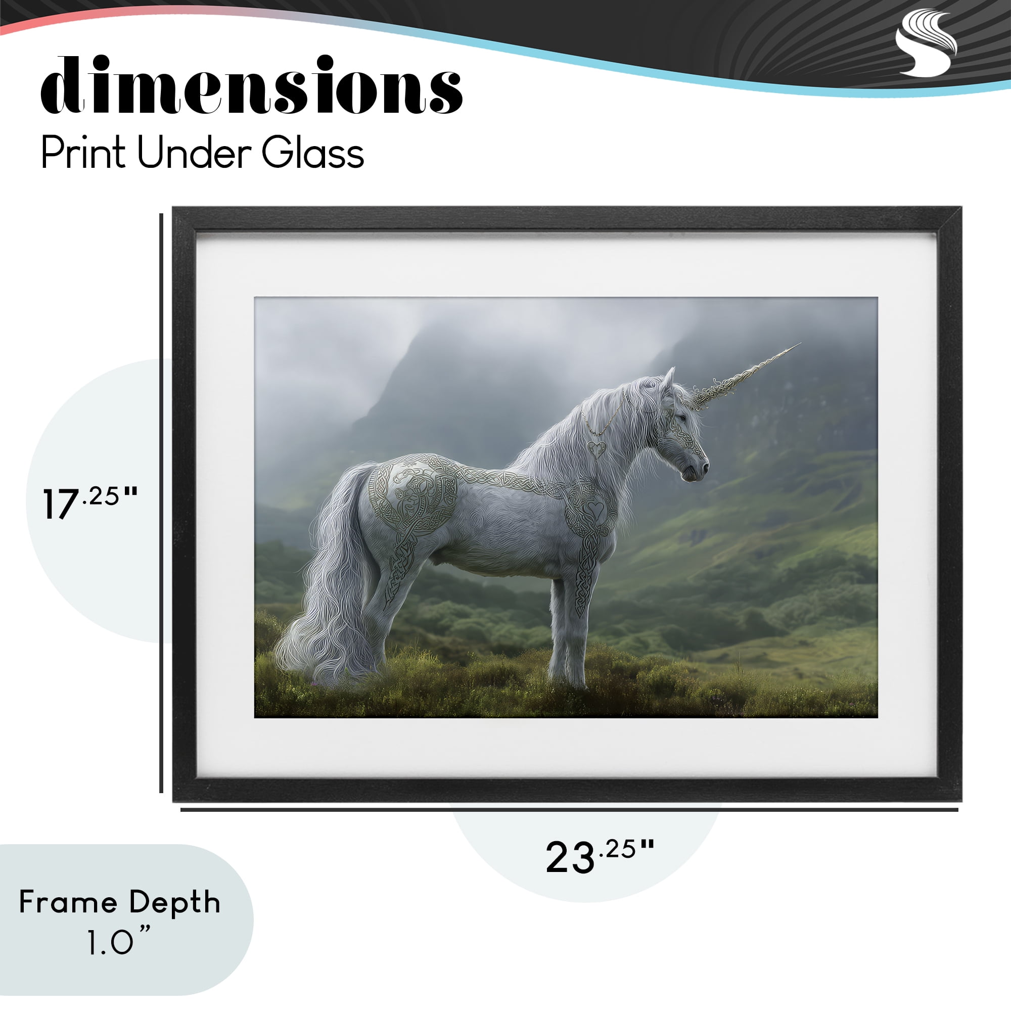 Stupell Industries Elegant Celtic Unicorn Black Framed Print Under Glass, design by The Wands Want