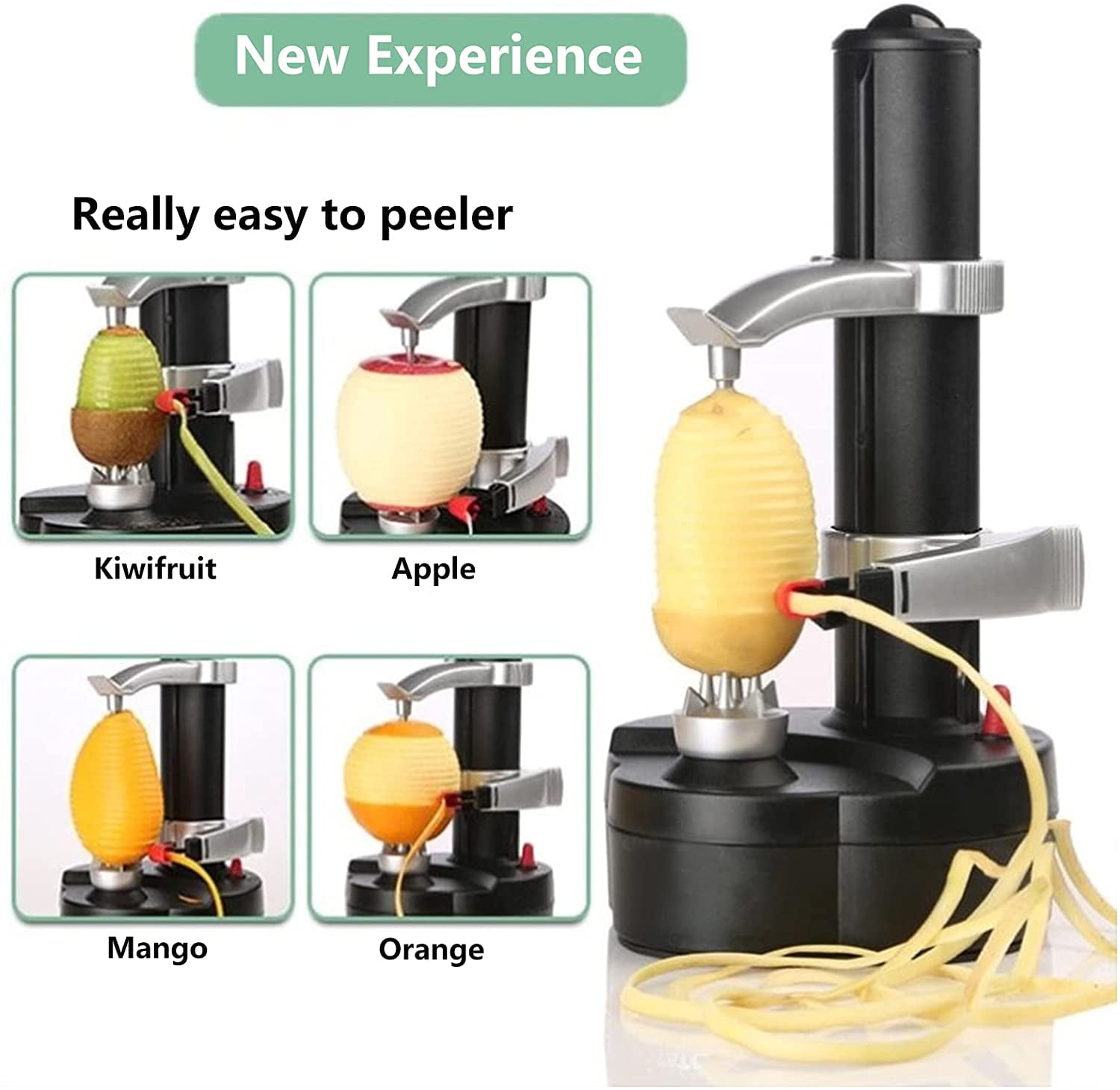 110V Automatic Electric Fruit Orange Peeler Potato Pear Tomato Peeler Tool  Black