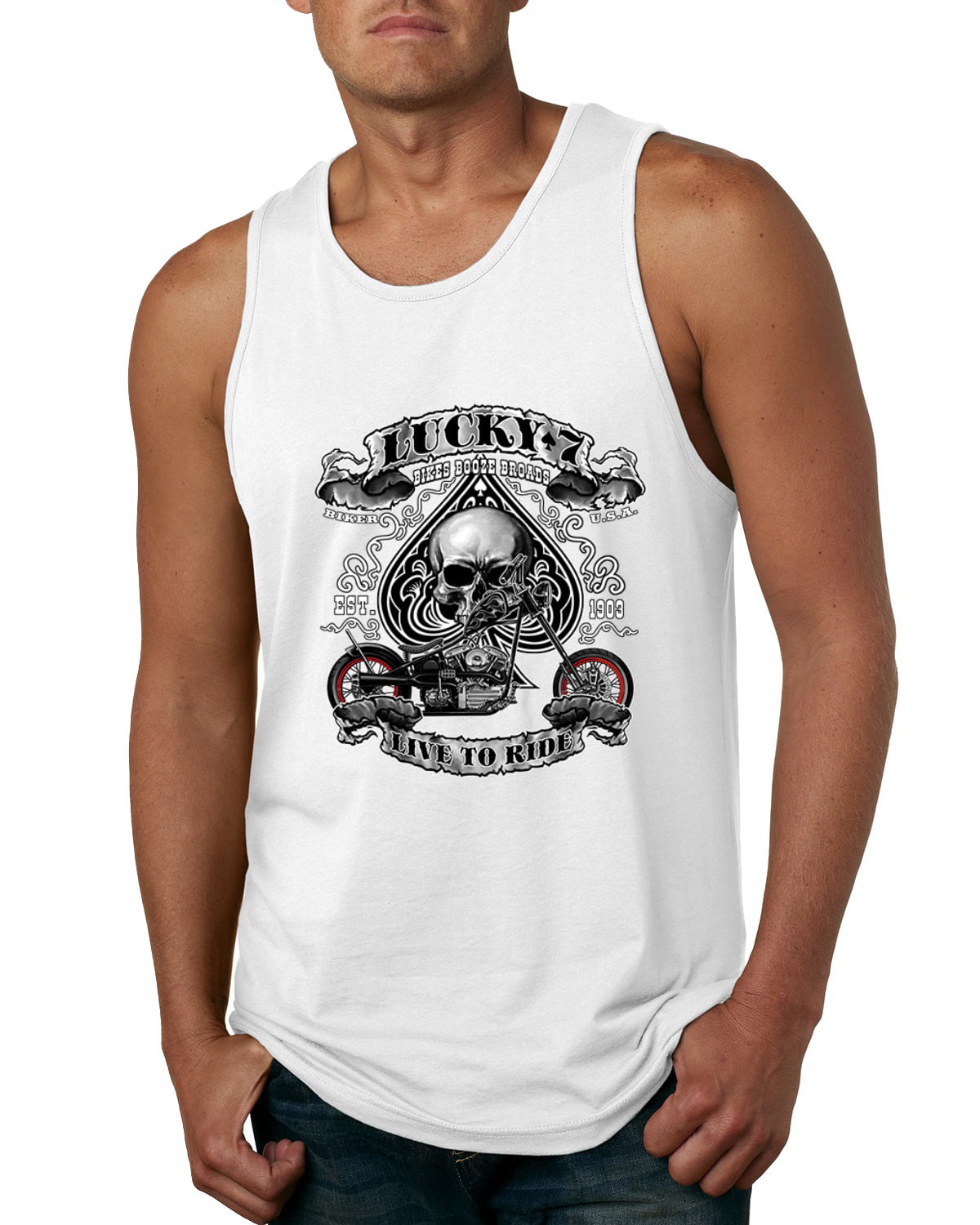 Lucky 7 Bikes Booze Broads Tank Top Live to Ride Route 66 
