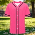 thumbnail image 4 of hlysgo Baseball Jersey for Women Full Button Mesh Embroidered Loose Fit Shirt Summer Comfy Casual Tops Pink,2xL, 4 of 6