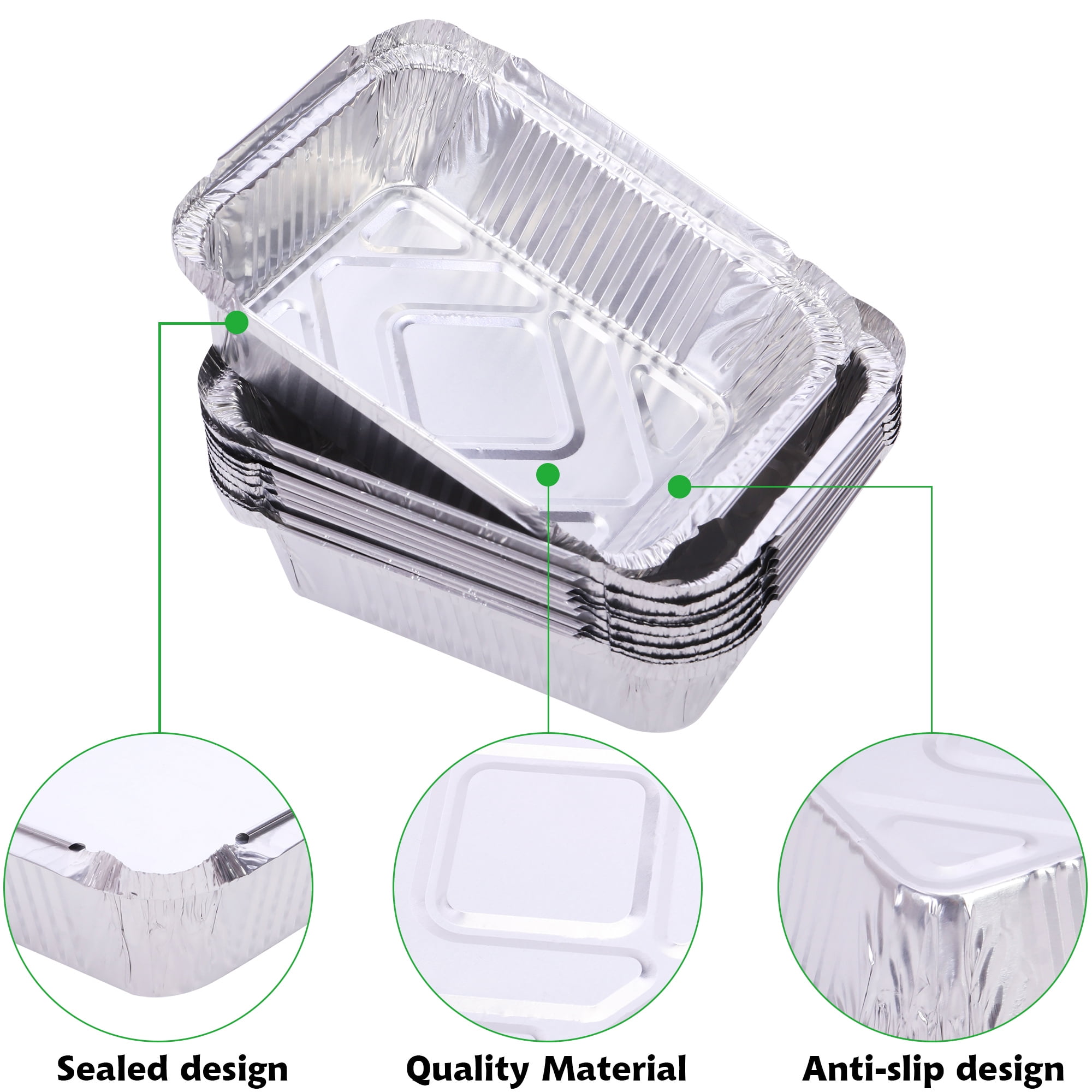 HomeSmith 10 Pack Aluminium Foil Trays with Lids Containers Strong and  Large Tin Foil Food Take Away Container Disposable Food Take Out Box with
