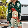 thumbnail image 5 of WTOBBY Women's Christmas Print Dress V-Neck Loose Fit Long Sleeve Casual Holiday Party Dress with Festive Seasonal Design for Women,Dark Green L, 5 of 6