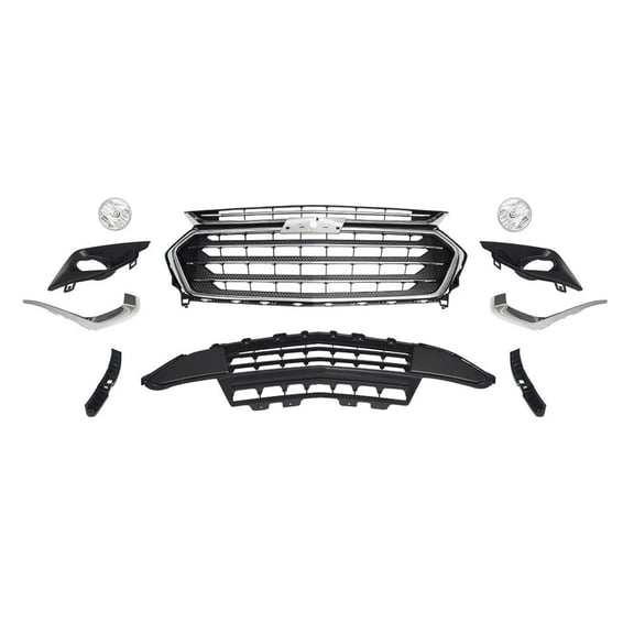 Front Bumper Grille Assembly Kit Set For 2018-2021 Chevy Traverse with Fog Light