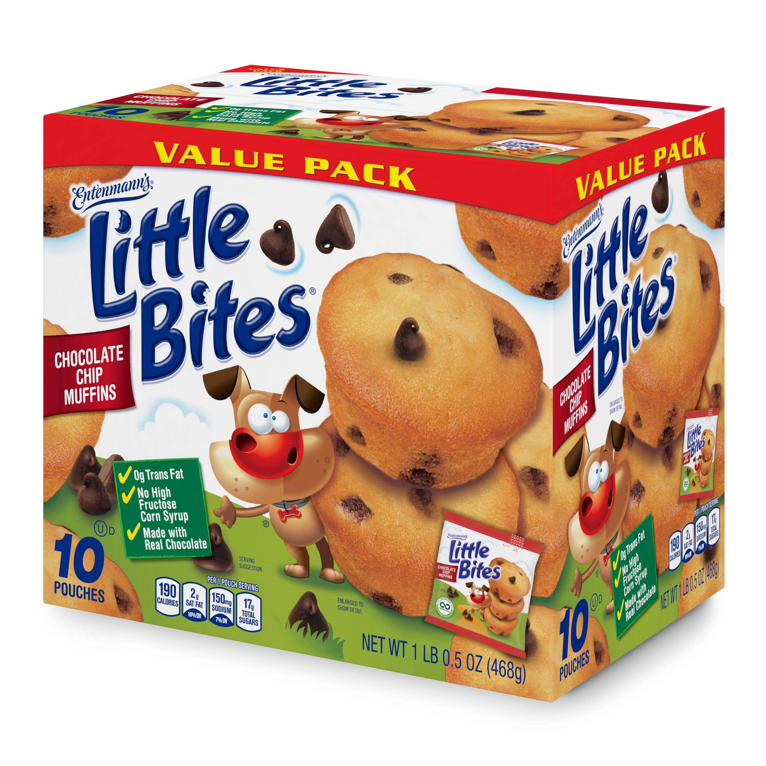 Entenmann's Little Bites Chocolate Chip Mini Muffins, 10 Pouches, 16.5 