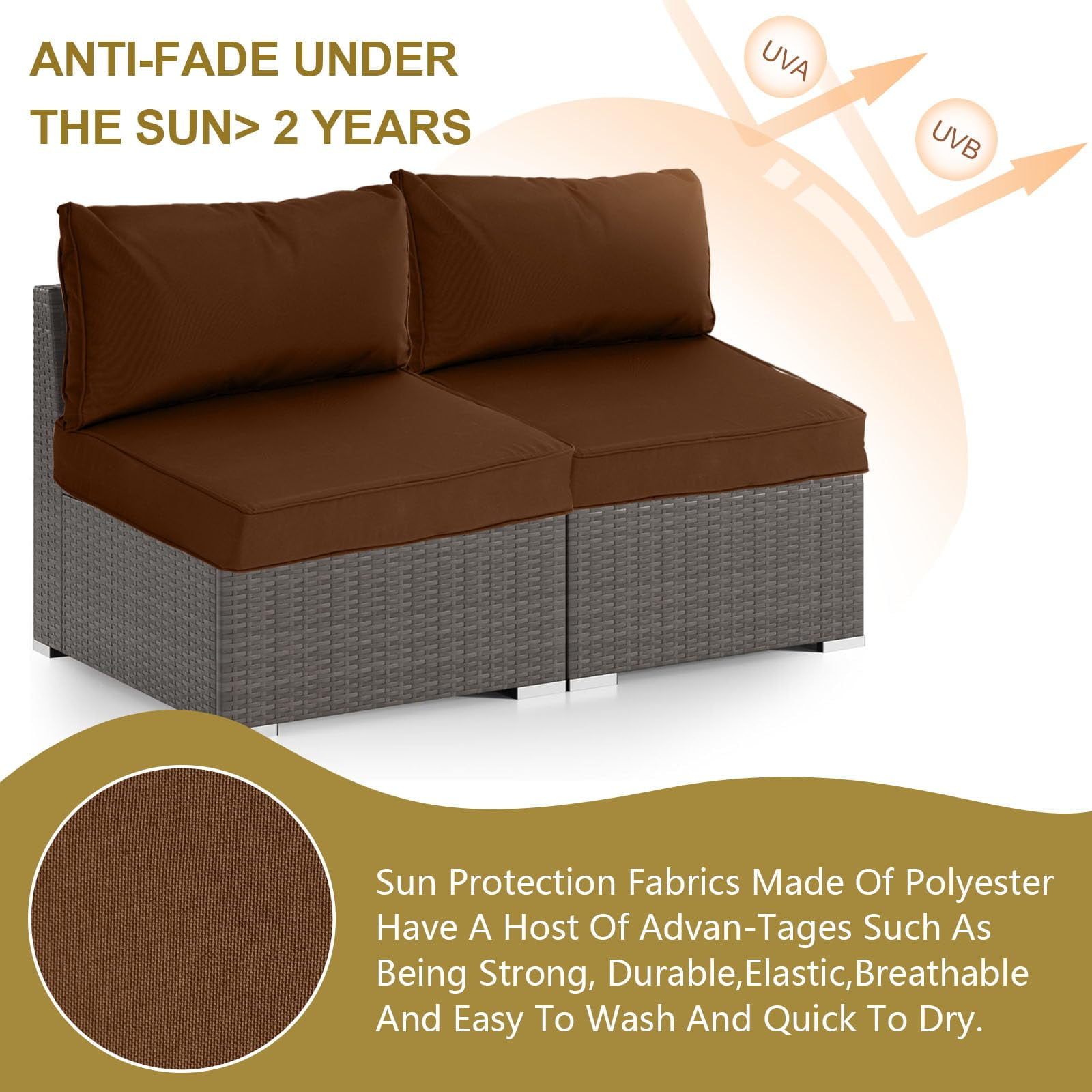 Outdoor Replacement Cushions for Patio Furniture,14-Piece Patio Water-Resistant Replacement Sofa Cushions Fits 6-seat Sectional Rattan Conversation Set,Liner&Cover