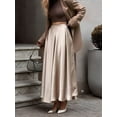 thumbnail image 4 of Skirts for Women High Waist Skirt Elegant Midi Skirt Satin Khaki S, 4 of 9