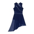 thumbnail image 6 of Yhong Womens Lyrical Dance Costume Figure Skating Dress Sleeveless Chiffon Flowy High-Low Leotard Navy Blue XL, 6 of 7
