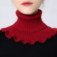thumbnail image 6 of New Winter Knitted Warm Neckerchief for Women Solid Color Ruffle Scarf Soft Outdoor Knitting Warmer Neck Collar Pullover Scarves (Red), 6 of 6