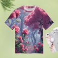 thumbnail image 5 of Enchanting Rose T-Shirt O Neck Retro Print Big Size T-Shirts Short Sleeve Tees Womens Pretty Design, 5 of 5