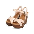 thumbnail image 5 of Nature Breeze EB06 Women Jelly Peep Toe Studded Criss Cross Clog Wedge Sandal, 5 of 5