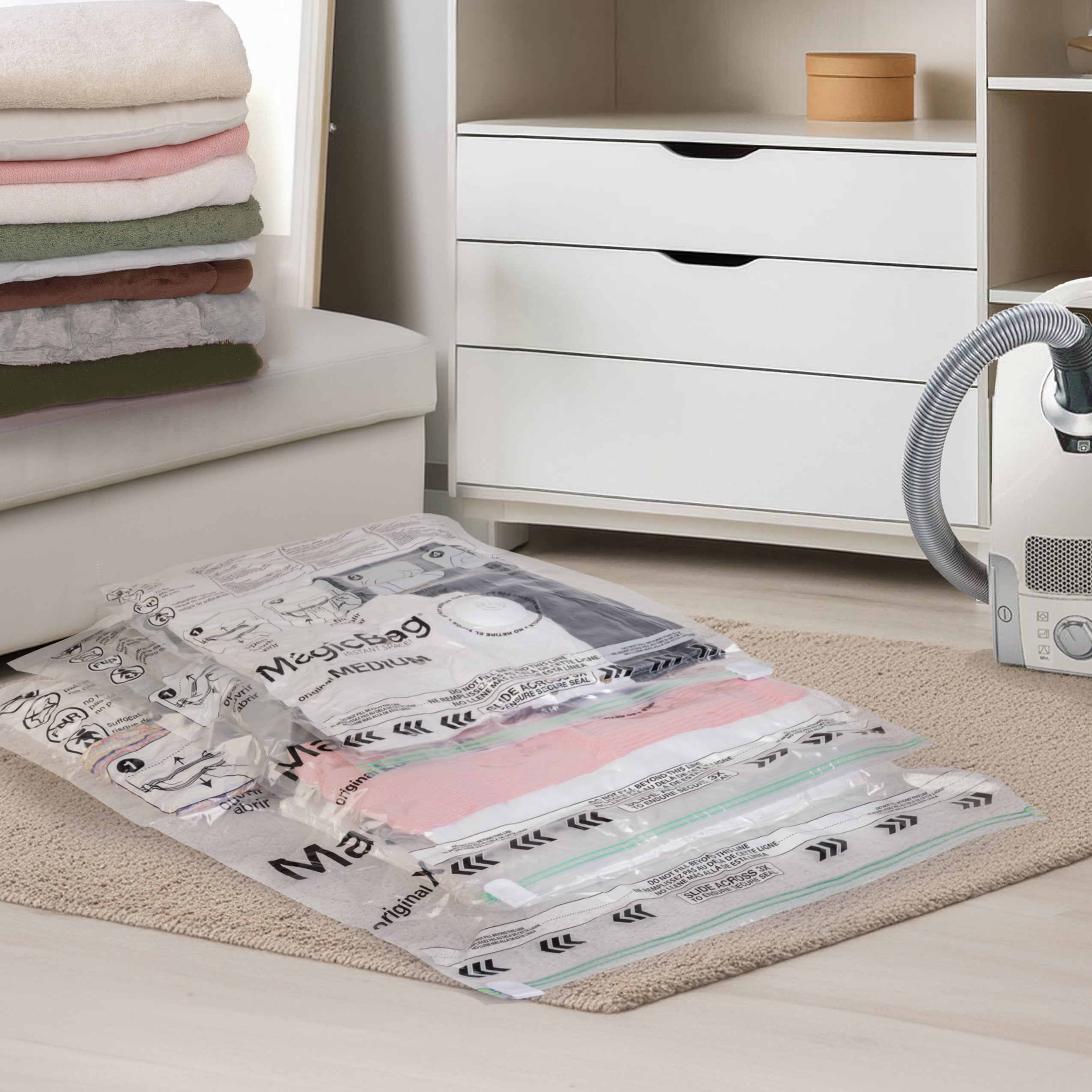 MagicBag Variety Pack Vacuum Storage Bags, 16 Pack Flat Compression Bags for Clothing & Bedding, Space Saving & Airtight