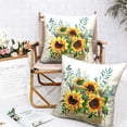 thumbnail image 6 of Sunflower Pillow Covers Spring Summer Floral Throw Pillow Covers Set of 2 Sunflowers with Eucalyptus Leaves Farmhouse Pillow Case 18x18 for Sofa Car Patio, Linen, 6 of 6