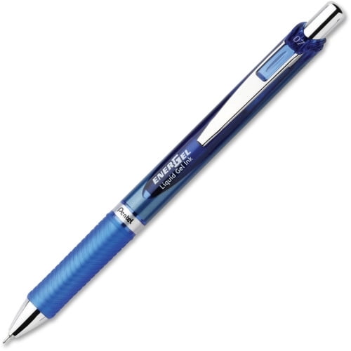 Pentel EnerGel RTX Liquid Gel Pens Medium Pen Point - 0.7 mm Pen Point Size - Needle Pen Point Style - Refillable - Blue Gel-based Ink - Blue, Stainless Steel Barrel - Stainless Steel, Metal Tip - 1 D