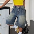 thumbnail image 6 of Girls Jeans Shorts Baggy Cargo Denim Bermuda High Waist Bottom Trendy Summer Clothes for Teen Casual Jean Shorts Jorts Jean Shorts for Teen Girls High Waisted, 6 of 8