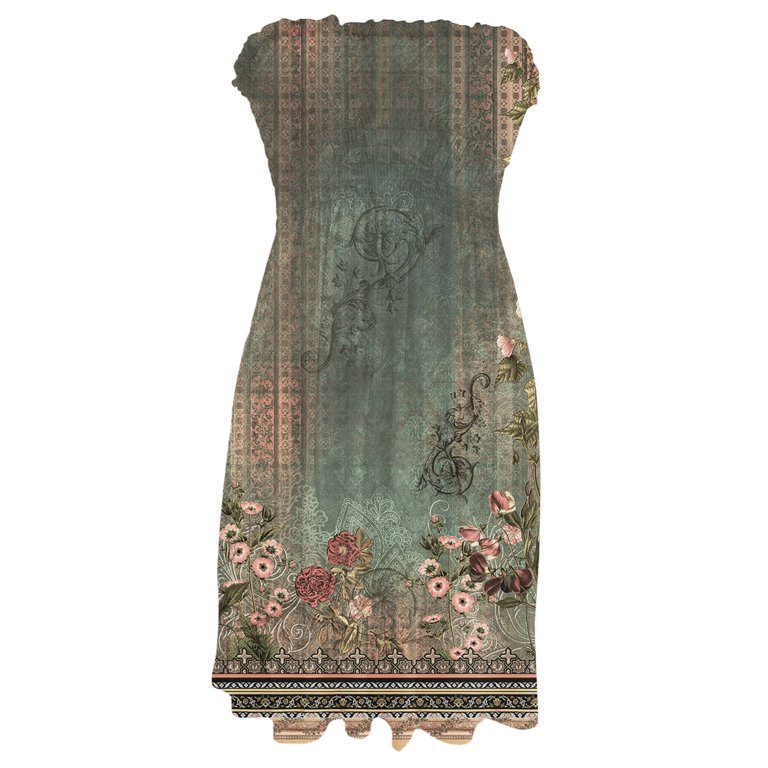 Women's Strapless Bandeau Dress Gradient Floral Print Casual Summer Dress  with Layered Skirt and Back Zipper for Rooftop Parties,Red 2XL - Walmart.com