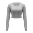 thumbnail image 3 of Tiqkatyck Crop Tops for Women, Women Alluring Long Sleeve Going Out Fitted Crop Tops Crew Neck Casual Basic Tight Tee Shirt, Summer Tops for Women, Shirts for Women Grey S, 3 of 8