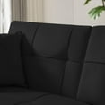 thumbnail image 6 of FFH Convertible Futon Sofa Bed for Living Room, 69" Tufted Sleeper Loveseat with Cup Holder, Black Velvet, 6 of 7