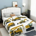 thumbnail image 5 of Construction Truck Tractor Excavator Soft Throw Blanket All Season Microplush Thick Warm Blankets Tufted Fuzzy Flannel Throws Blanket for Bed Sofa Couch 60"x50", 5 of 6