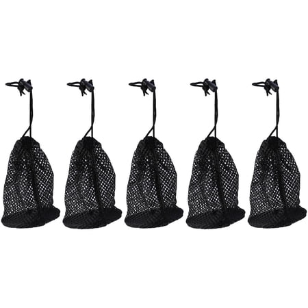 WRITWAA 5-Pack Black Nylon Round Bottom Drawstring Bags for Sports Gym Outdoor Activities and Travel
