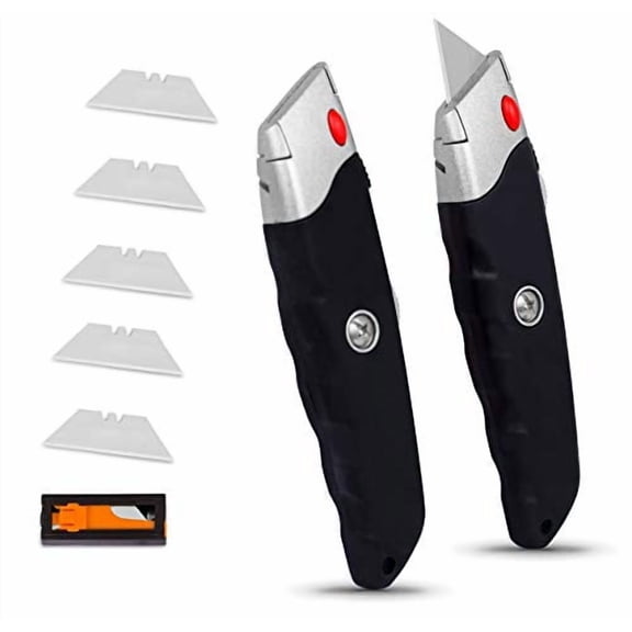 Internet's Best Premium Utility Knife - Retractable Knife Set - Box Cutter - Set of 2