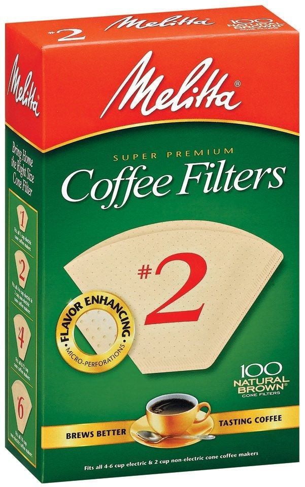 Natural Brown Melitta #2 Super Premium Cone Coffee Filters 100 Count Pack of 6 