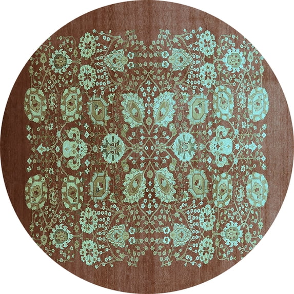 Ahgly Company Indoor Round Oriental Light Blue Industrial Area Rugs, 6' Round